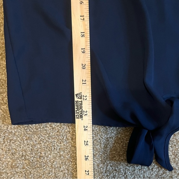 Zac & Rachel Cap Sleeve Tie Front Blouse Peacoat Blue size L - Picture 11 of 14
